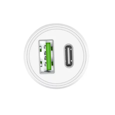 Incarcator Auto Ultra Rapid Rixus 1 x USB-C si 1 x USB-A 38W Alb