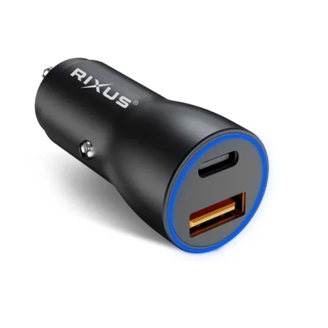 Incarcator Auto Ultra Rapid Rixus 1 x USB-C si 1 x USB-A 38W Negru