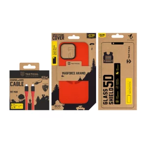 Set Husa + Cablu Incarcare + Folie Protectie iPhone 16 Pro Max Tactical Rosu