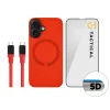 Set Husa + Cablu Incarcare + Folie Protectie iPhone 16 Tactical Rosu