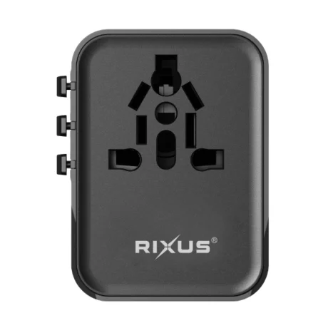 Incarcator Retea Rixus World Travel Adapter - 2 x USB-C, 1 x USB-A 25W Negru