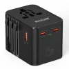 Incarcator Retea Rixus World Travel Adapter - 2 x USB-C, 1 x USB-A 25W Negru