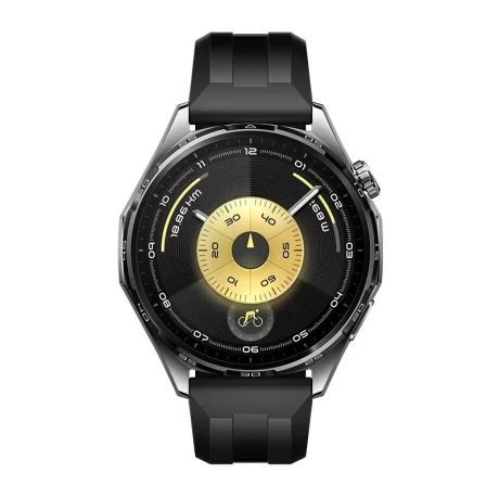 Smartwatch Huawei Watch GT 6, 46mm, Black Stainless Steel Case, Curea Black Fluoroelastomer