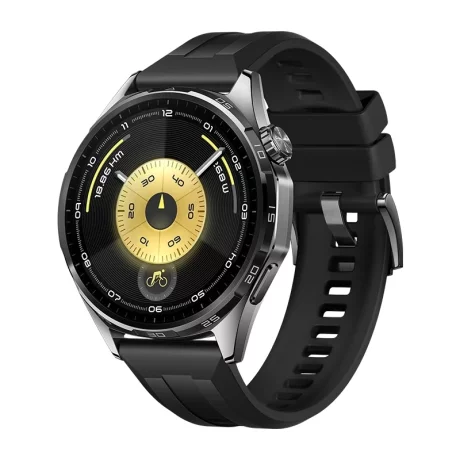 Smartwatch Huawei Watch GT 6, 46mm, Black Stainless Steel Case, Curea Black Fluoroelastomer