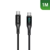 Cablu Date si Incarcare Rixus USB-C to USB-C cu Afisaj LED 1M Negru (Compatibil)