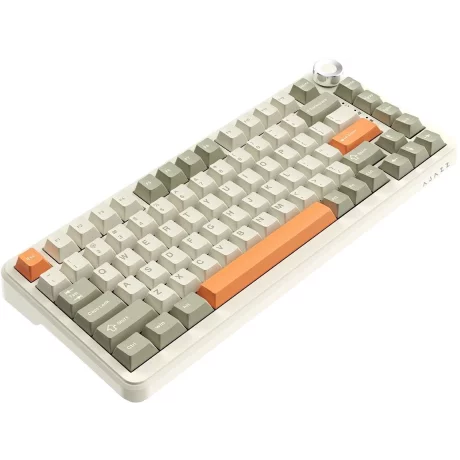 AJAZZ AK820 Max Plus, Mechanical Keyboard, Bluetooth ,2.4G Wireless, RGB, Flying Fish Switch, Grey-Cream-Orange