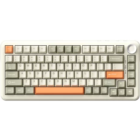 AJAZZ AK820 Max Plus, Mechanical Keyboard, Bluetooth ,2.4G Wireless, RGB, Flying Fish Switch, Grey-Cream-Orange