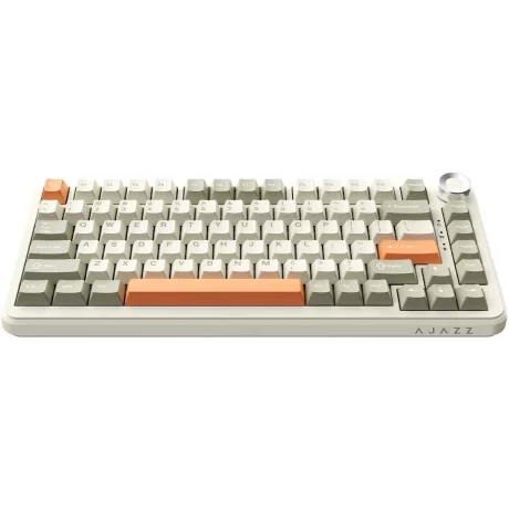 AJAZZ AK820 Max Plus, Mechanical Keyboard, Bluetooth ,2.4G Wireless, RGB, Flying Fish Switch, Grey-Cream-Orange