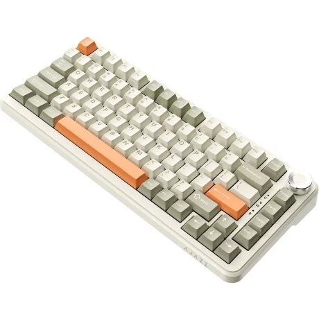 AJAZZ AK820 Max Plus, Mechanical Keyboard, Bluetooth ,2.4G Wireless, RGB, Flying Fish Switch, Grey-Cream-Orange