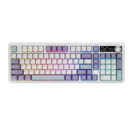 AJAZZ AK980 V2 Mechanical Keyboard TFT Screen Bluetooth ,2.4G Wireless ,Wired RGB, Purple-White-Blue