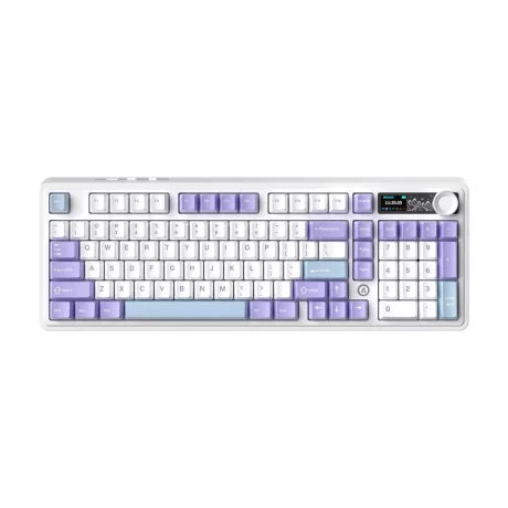 AJAZZ AK980 V2 Mechanical Keyboard TFT Screen Bluetooth ,2.4G Wireless ,Wired RGB, Purple-White-Blue