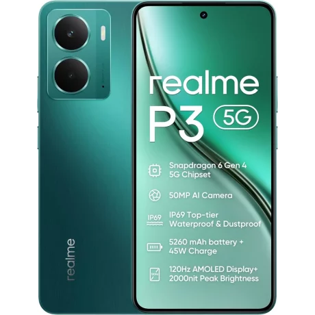 Realme P3, 256GB, 8GB, 5G, Dual Sim, Starlight Green