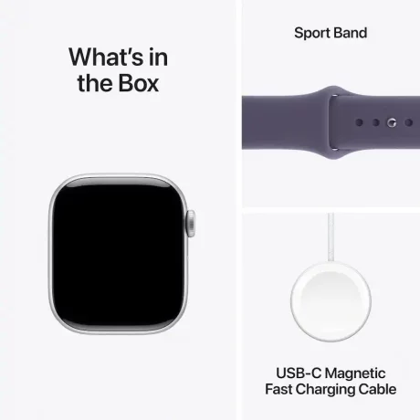 Apple Watch Series 11 GPS+Cellular 42mm Aluminum Case with Purple Fog Sport Band - S/M - Silver
