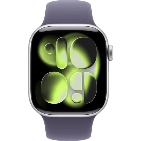Apple Watch Series 11 GPS+Cellular 42mm Aluminum Case with Purple Fog Sport Band - S/M - Silver