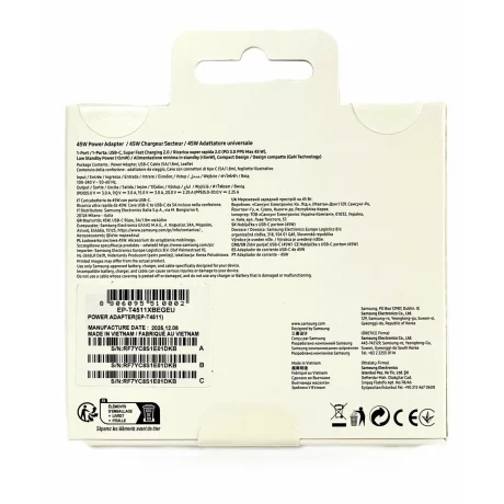 Incarcator Retea Samsung 45W Super Fast Charger + Cablu Type C-Type C 1,8M (ORIGINAL)